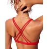 imageCRZ YOGA Twist Front Bikini Tops for Women  Padded V Neck Criss Cross Back Triangle Sexy Swim Bathing SuitDeep Red