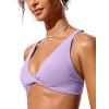 imageCRZ YOGA Twist Front Bikini Tops for Women  Padded V Neck Criss Cross Back Triangle Sexy Swim Bathing SuitElfin Purple