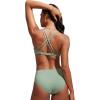 imageCRZ YOGA Twist Front Bikini Tops for Women  Padded V Neck Criss Cross Back Triangle Sexy Swim Bathing SuitGreen Palm Court