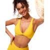 imageCRZ YOGA Twist Front Bikini Tops for Women  Padded V Neck Criss Cross Back Triangle Sexy Swim Bathing SuitHigh Visibility Yellow