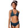 imageCRZ YOGA Twist Front Bikini Tops for Women  Padded V Neck Criss Cross Back Triangle Sexy Swim Bathing SuitInsignia Blue