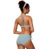 imageCRZ YOGA Twist Front Bikini Tops for Women  Padded V Neck Criss Cross Back Triangle Sexy Swim Bathing SuitLight Grayish Blue