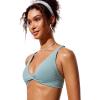 imageCRZ YOGA Twist Front Bikini Tops for Women  Padded V Neck Criss Cross Back Triangle Sexy Swim Bathing SuitLight Grayish Blue