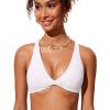 imageCRZ YOGA Twist Front Bikini Tops for Women  Padded V Neck Criss Cross Back Triangle Sexy Swim Bathing SuitWhite