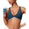 imageCRZ YOGA Twist Front Bikini Tops for Women  Padded V Neck Criss Cross Back Triangle Sexy Swim Bathing SuitInsignia Blue