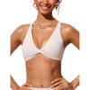 imageCRZ YOGA Twist Front Bikini Tops for Women  Padded V Neck Criss Cross Back Triangle Sexy Swim Bathing SuitMilky White Bone