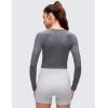 imageCRZ YOGA Brushed Workout Long Sleeve Shirts for Women  Warm Athletic Running Gym Yoga Tops Breathable Crop Crewneck TeesAsh Grey
