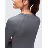 imageCRZ YOGA Brushed Workout Long Sleeve Shirts for Women  Warm Athletic Running Gym Yoga Tops Breathable Crop Crewneck TeesAsh Grey