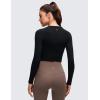imageCRZ YOGA Brushed Workout Long Sleeve Shirts for Women  Warm Athletic Running Gym Yoga Tops Breathable Crop Crewneck TeesBlack