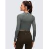 imageCRZ YOGA Brushed Workout Long Sleeve Shirts for Women  Warm Athletic Running Gym Yoga Tops Breathable Crop Crewneck TeesGrey Sage