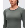 imageCRZ YOGA Brushed Workout Long Sleeve Shirts for Women  Warm Athletic Running Gym Yoga Tops Breathable Crop Crewneck TeesGrey Sage