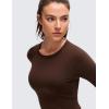 imageCRZ YOGA Brushed Workout Long Sleeve Shirts for Women  Warm Athletic Running Gym Yoga Tops Breathable Crop Crewneck TeesLava Brown