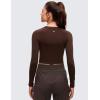 imageCRZ YOGA Brushed Workout Long Sleeve Shirts for Women  Warm Athletic Running Gym Yoga Tops Breathable Crop Crewneck TeesLava Brown