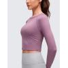 imageCRZ YOGA Brushed Workout Long Sleeve Shirts for Women  Warm Athletic Running Gym Yoga Tops Breathable Crop Crewneck TeesLight Lavender