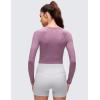 imageCRZ YOGA Brushed Workout Long Sleeve Shirts for Women  Warm Athletic Running Gym Yoga Tops Breathable Crop Crewneck TeesLight Lavender