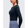 imageCRZ YOGA Brushed Workout Long Sleeve Shirts for Women  Warm Athletic Running Gym Yoga Tops Breathable Crop Crewneck TeesTrue Navy
