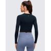 imageCRZ YOGA Brushed Workout Long Sleeve Shirts for Women  Warm Athletic Running Gym Yoga Tops Breathable Crop Crewneck TeesTrue Navy