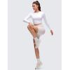imageCRZ YOGA Brushed Workout Long Sleeve Shirts for Women  Warm Athletic Running Gym Yoga Tops Breathable Crop Crewneck TeesWhite
