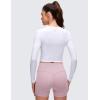 imageCRZ YOGA Brushed Workout Long Sleeve Shirts for Women  Warm Athletic Running Gym Yoga Tops Breathable Crop Crewneck TeesWhite