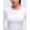 imageCRZ YOGA Brushed Workout Long Sleeve Shirts for Women  Warm Athletic Running Gym Yoga Tops Breathable Crop Crewneck TeesWhite