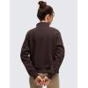 imageCRZ YOGA Cotton Fleece Lined Half Zip Sweatshirt for Women  Pullover Funnel Neck Workout Casual Sweat Shirts with PocketHot Fudge Brown