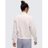 imageCRZ YOGA Cotton Fleece Lined Half Zip Sweatshirt for Women  Pullover Funnel Neck Workout Casual Sweat Shirts with PocketMilky White Bone
