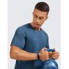 imageCRZ YOGA Crewneck Workout Shirts for Men  Quick Dry Running Athletic TShirts Lightweight Basic TopsOcean Blue Heather