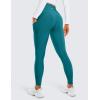 imageCRZ YOGA Fleece Lined Leggings Pockets 28  Thermal Casual Lounge Workout Womens Yoga Full Length Pants Winter WarmGreen Jade