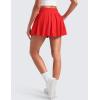imageCRZ YOGA High Waisted Bubble Tennis Skirts for Women  Mini Casual Ruffled Hem Lined Balloon Skort with PocketsDeep Red