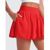 imageCRZ YOGA High Waisted Bubble Tennis Skirts for Women  Mini Casual Ruffled Hem Lined Balloon Skort with PocketsDeep Red