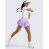 imageCRZ YOGA High Waisted Bubble Tennis Skirts for Women  Mini Casual Ruffled Hem Lined Balloon Skort with PocketsLilac