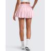 imageCRZ YOGA High Waisted Bubble Tennis Skirts for Women  Mini Casual Ruffled Hem Lined Balloon Skort with PocketsStrawberry Pink