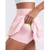 imageCRZ YOGA High Waisted Bubble Tennis Skirts for Women  Mini Casual Ruffled Hem Lined Balloon Skort with PocketsStrawberry Pink