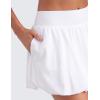 imageCRZ YOGA High Waisted Bubble Tennis Skirts for Women  Mini Casual Ruffled Hem Lined Balloon Skort with PocketsWhite