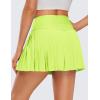 imageCRZ YOGA High Waisted Pleated Tennis Skirts for Women  Mini Lined Casual Tummy Control Skort with PocketsNeon Yellow
