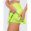 imageCRZ YOGA High Waisted Pleated Tennis Skirts for Women  Mini Lined Casual Tummy Control Skort with PocketsNeon Yellow