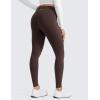 imageCRZ YOGA Matte Fleece Lined Athletic Leggings Pockets 28  Water Resistant Hiking Casual Workout Womens Thermal PantsHot Fudge Brown