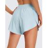 imageCRZ YOGA Mid Waisted Split Running Shorts for Women 4  Comfy Mesh Liner for Workout Athletic Gym Track Quick DryBlue Linen
