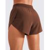 imageCRZ YOGA Mid Waisted Split Running Shorts for Women 4  Comfy Mesh Liner for Workout Athletic Gym Track Quick DryCoffee Brown