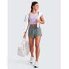 imageCRZ YOGA Mid Waisted Split Running Shorts for Women 4  Comfy Mesh Liner for Workout Athletic Gym Track Quick DryGrey Sage