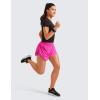 imageCRZ YOGA Mid Waisted Split Running Shorts for Women 4  Comfy Mesh Liner for Workout Athletic Gym Track Quick DryHibiscus Purple