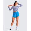 imageCRZ YOGA Mid Waisted Split Running Shorts for Women 4  Comfy Mesh Liner for Workout Athletic Gym Track Quick DryMadagascar Blue