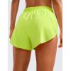 imageCRZ YOGA Mid Waisted Split Running Shorts for Women 4  Comfy Mesh Liner for Workout Athletic Gym Track Quick DryNeon Yellow