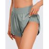 imageCRZ YOGA Mid Waisted Split Running Shorts for Women 4  Comfy Mesh Liner for Workout Athletic Gym Track Quick DrySterling