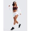 imageCRZ YOGA Mid Waisted Split Running Shorts for Women 4  Comfy Mesh Liner for Workout Athletic Gym Track Quick DryWhite