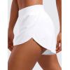 imageCRZ YOGA Mid Waisted Split Running Shorts for Women 4  Comfy Mesh Liner for Workout Athletic Gym Track Quick DryWhite