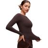 imageCRZ YOGA Softembrace Boat Neck Long Sleeve Shirts for Women  Casual Going Out Tops Soft Stretchy Fitted Fall TShirtsHot Fudge Brown