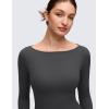 imageCRZ YOGA Softembrace Boat Neck Long Sleeve Shirts for Women  Casual Going Out Tops Soft Stretchy Fitted Fall TShirtsMysterious Grey