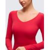 imageCRZ YOGA Softembrace V Neck Long Sleeve Shirts for Women  Casual Going Out Soft Comfort Tops Fitted Sexy Scoop TeesAurora Red