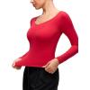 imageCRZ YOGA Softembrace V Neck Long Sleeve Shirts for Women  Casual Going Out Soft Comfort Tops Fitted Sexy Scoop TeesAurora Red